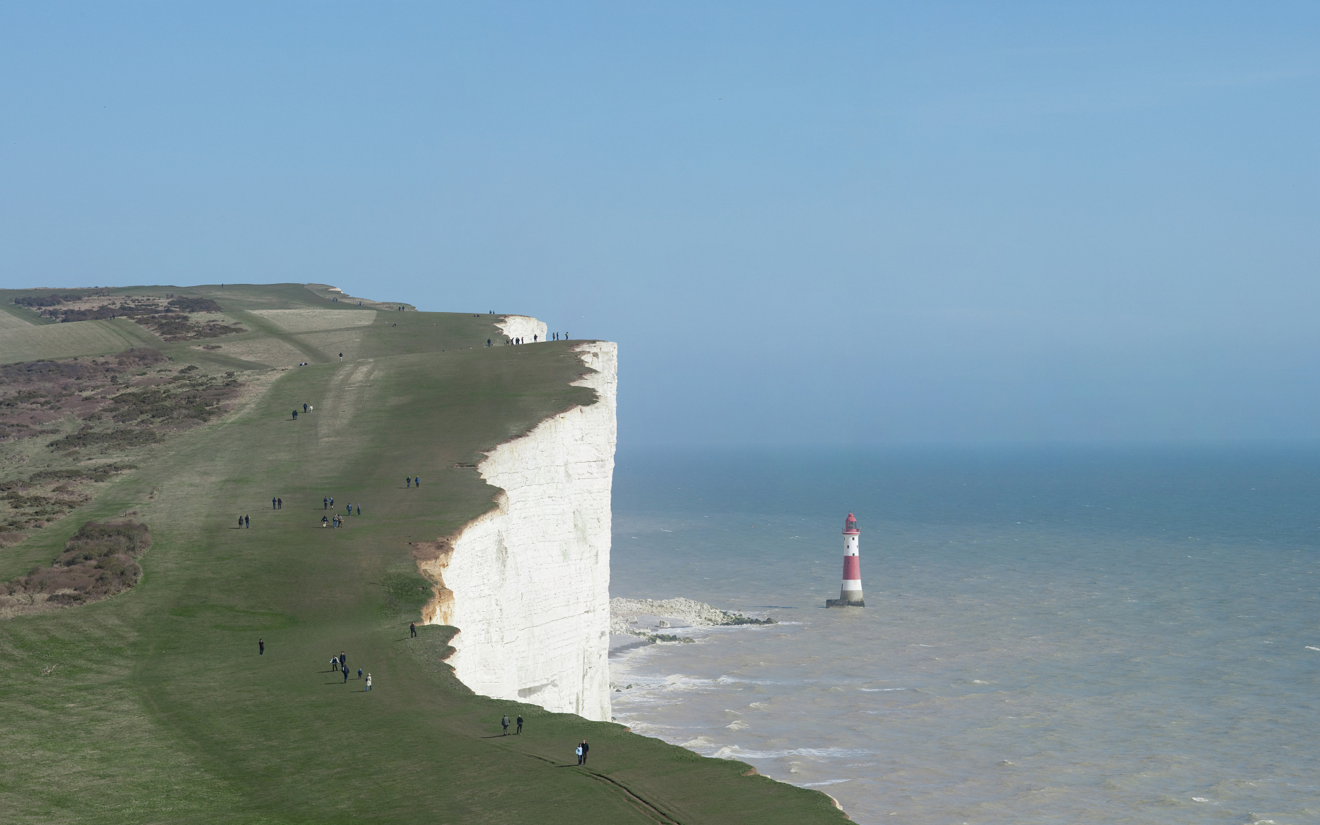 на южном побережье великобритании, бичи-хед, маяк, мыс, небо, beachy head, люди, обои