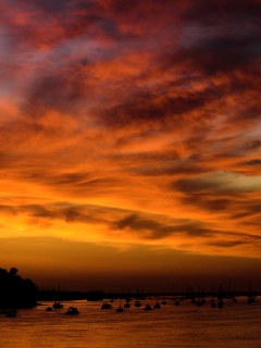 sunset at conwy, корабли, яхты, залив, закат, бухта