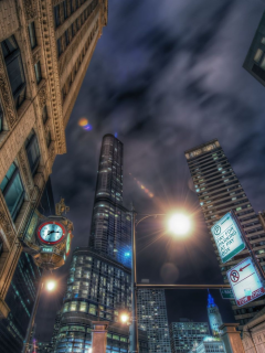 ночь, здания, chicago, небоскрёбы