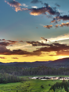 sky, 2560x1600, sun, лес, озеро, forest, trees, clouds, природа, nature, пейзаж, облака, summer, mountains, горы, landscape, закат, деревья, lake, sunset, небо, солнце, лето