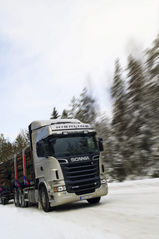 лесовоз, снег, r730, грузовик, скорость, лес, scania