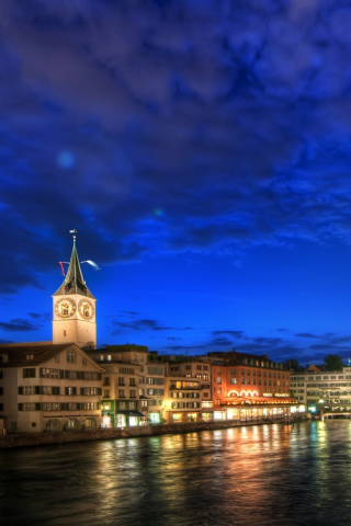 швейцария, night, ночь, цюрих, switzerland, europe, река, zurich