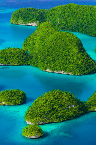 rock island palau, зелень, острова, море