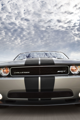 challenger, облака, фары, бампер, небо, размытие, скорость, srt8, dodge, додж, дорога