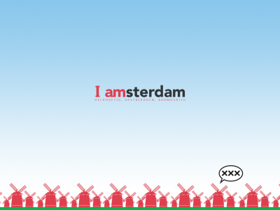 амстердам, мельницы, небо, надпись, amsterdam, i amsterdam