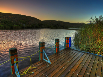 landscape, sunset, lake, trees, sky, nature