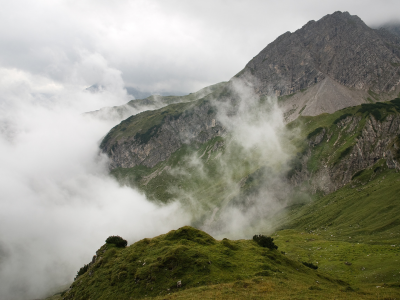 the alps, трава, горы, cybercake, альпы, облака