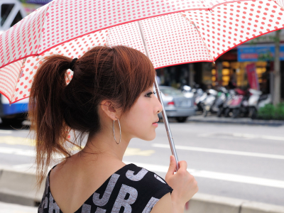 серьги, азиатка, девушка, обои, зонт