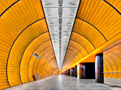 тунель, цвет, метро, жёлтый, подземка