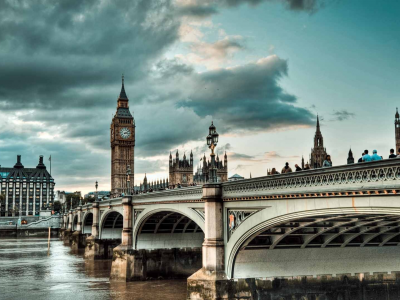 лондон, город, часы, мост