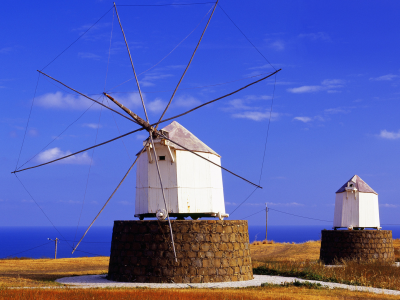 portugal, old wind mills, porto santo island, portela, madeira