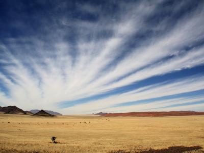намибия, равнина, африка, облака, пустыня, небо, горы
