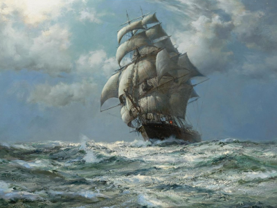 montague dawson, море, парусник