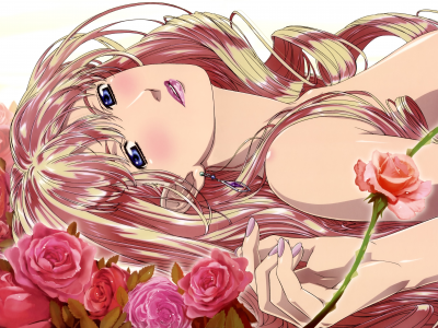 девушка, macross frontier, светлые волосы, sheryl nome, голубые глаза, роза