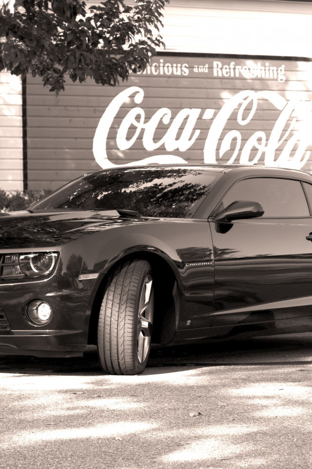 camaro, black, chevrolet, coca cola