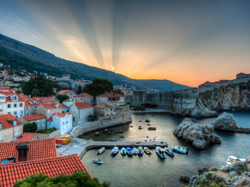 дубровник, croatia, бухта, dubrovnik, хорватия, катера, восход