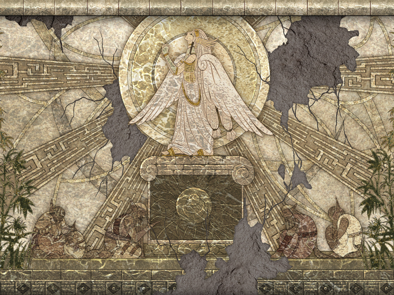 картина, ys, растения, фреска, девушка, the ark of napishtim