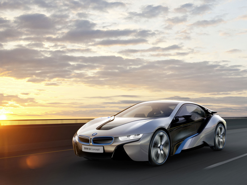 асфальт, concept, небо, облака, широкоформатные, bmw, солнце, i8, обои 2560х1600