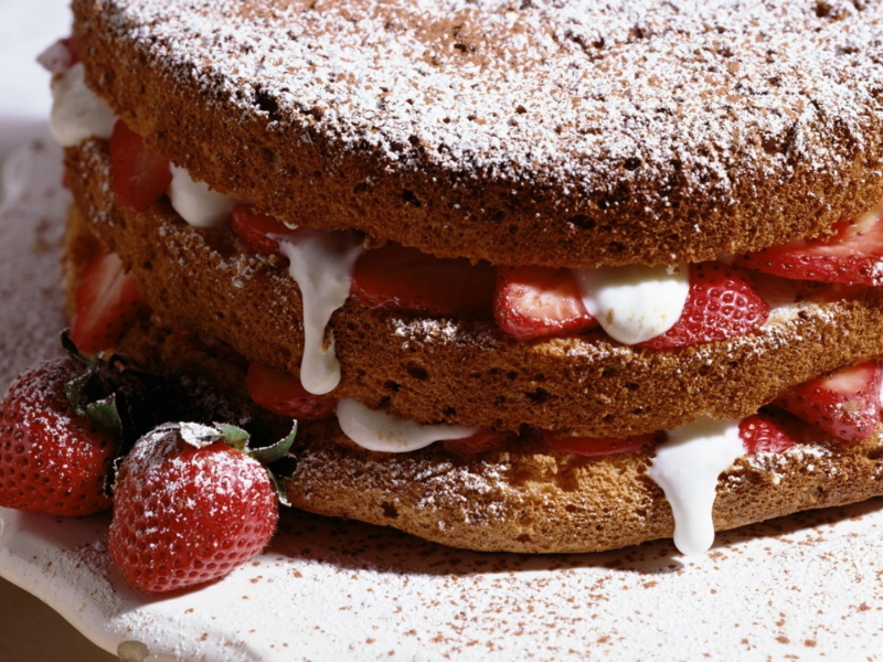 еда, strawberry, sweet, cake, клубника, сладкое, крем, 1920x1080, food, dessert, cream, пирог, десерт