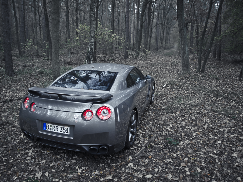 бездорожье, auto, nissan gt-r, wallpapers, cars, деревья, cars wall, природа, листва, лес