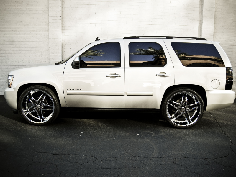 arizona, chevy, tahoe, wall, rims, white, 2008, tuned