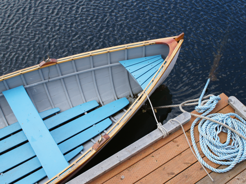 лодка, веревка, вода