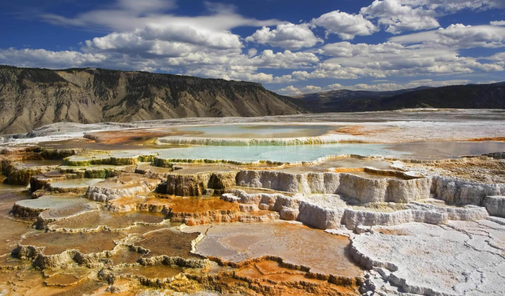 вода, горы, соль, national park, yellowstone, источник