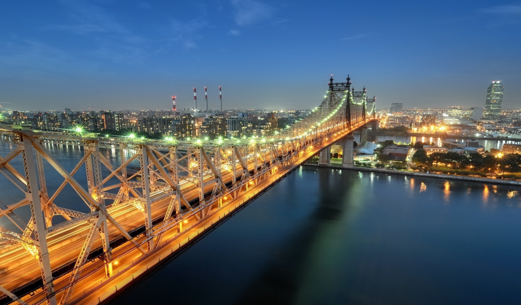 new york city, огни, сумерки, nyc, sutton place, нью-йорк, queensboro bridge, usa, twilight