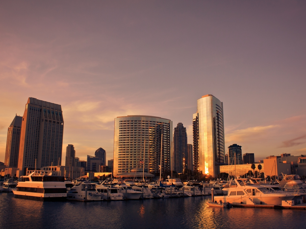 skyline, usa, сан диего, закат, san diego, sunset