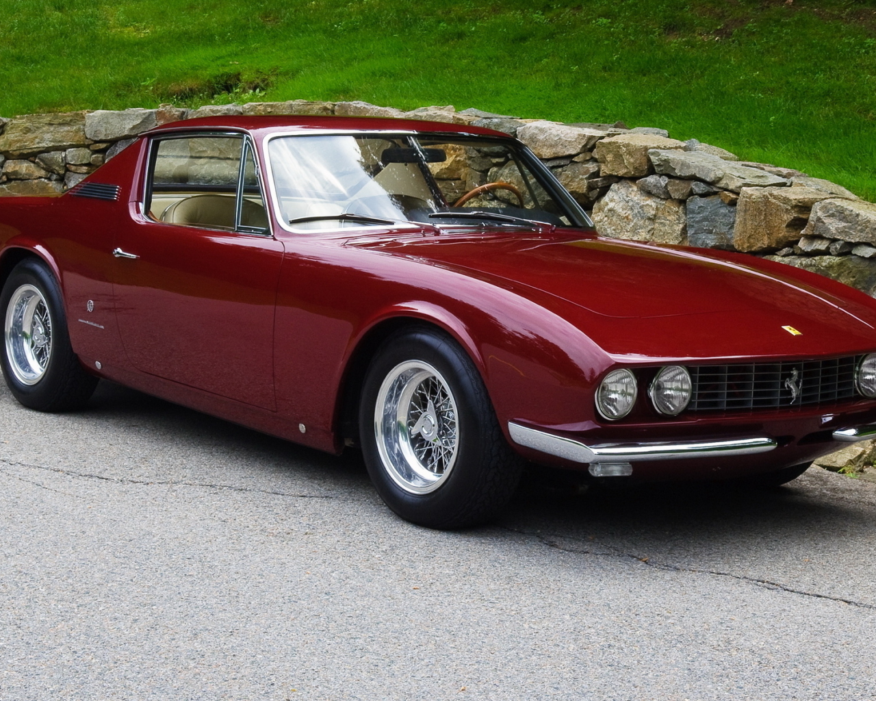 coupe by michelotti, фары, ferrari, 330 gt, дорога, камни, классика, 1967