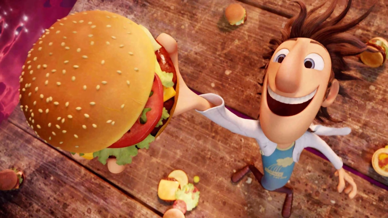 ученый, гамбургер, мультфильм, cloudy with a chance of meatballs