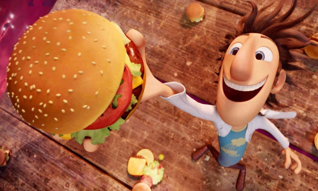 ученый, гамбургер, мультфильм, cloudy with a chance of meatballs