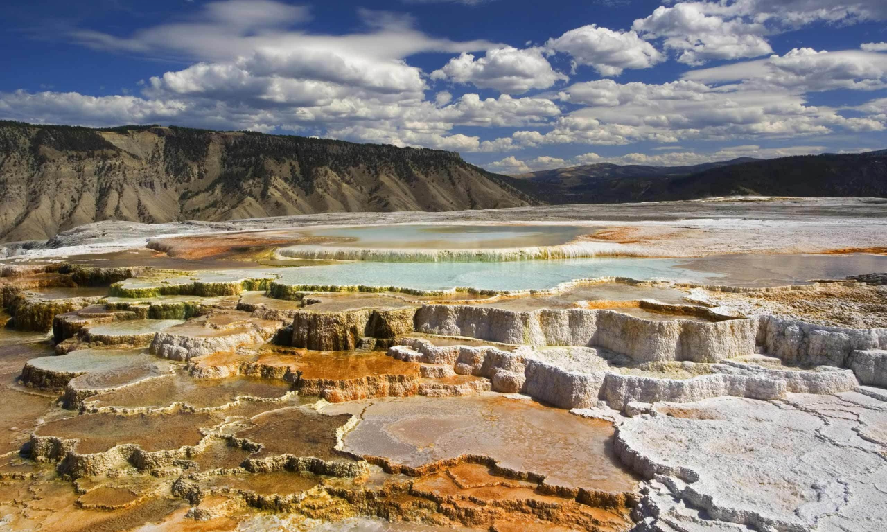 вода, горы, соль, national park, yellowstone, источник