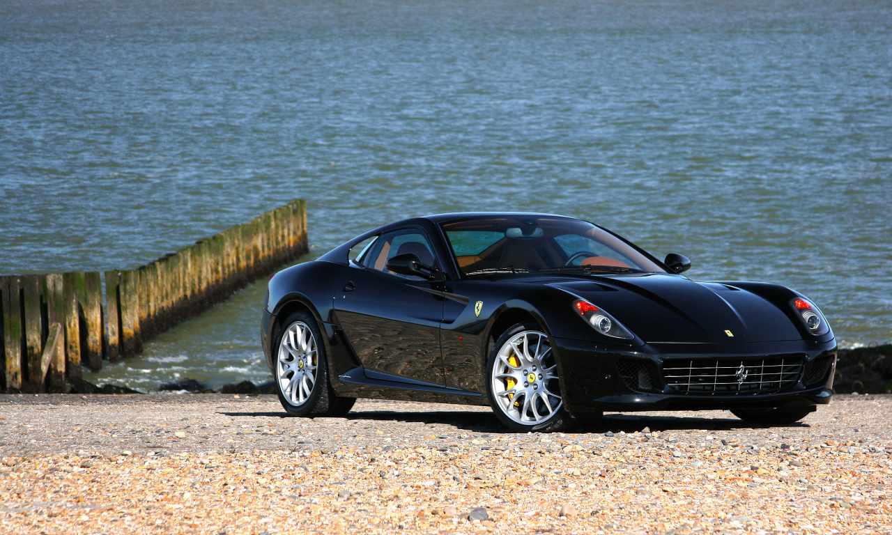 599, gtb, ferrari, черная, море