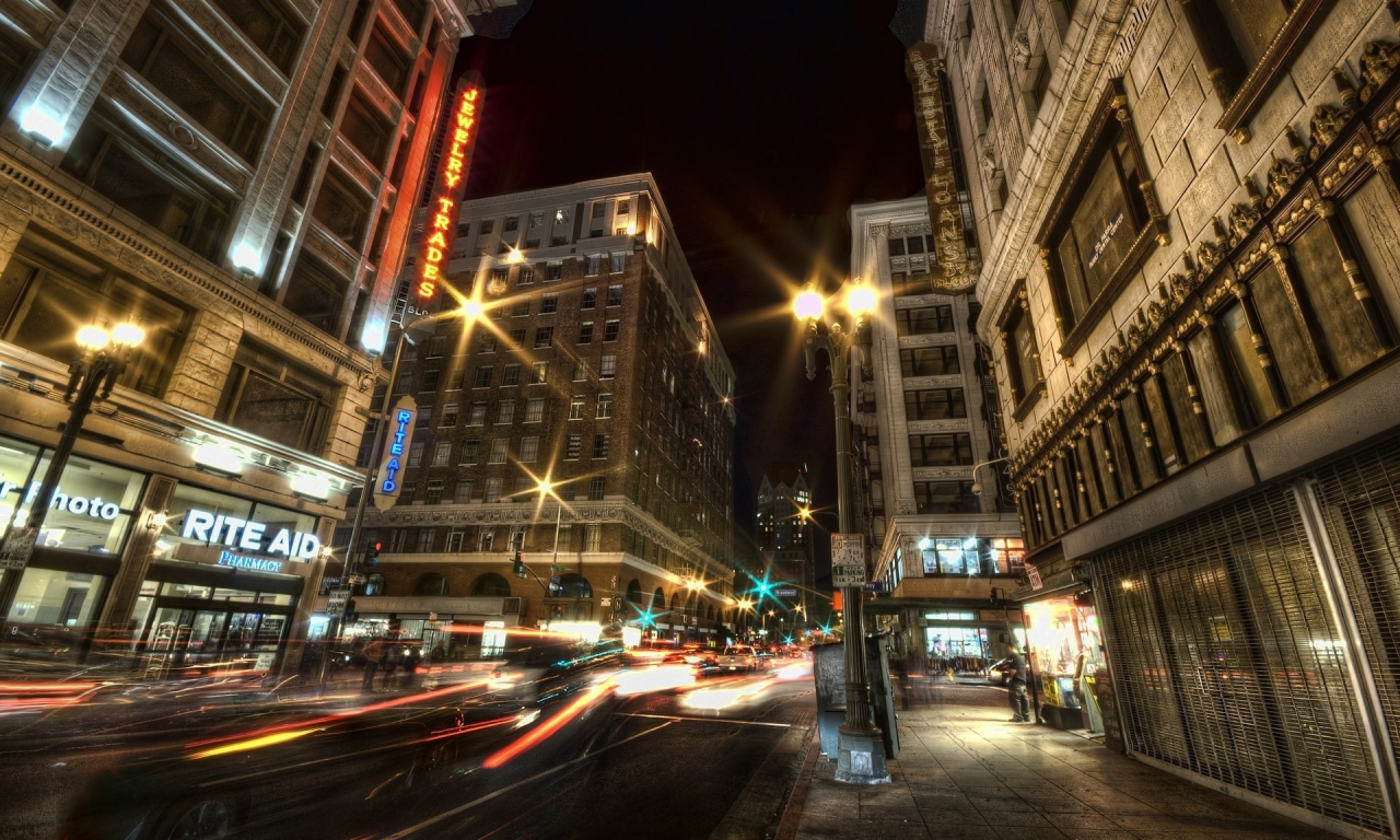 калифорния, огни, lights, downtown la, los angeles, night, ночь, california, лос-анджелес, traffic