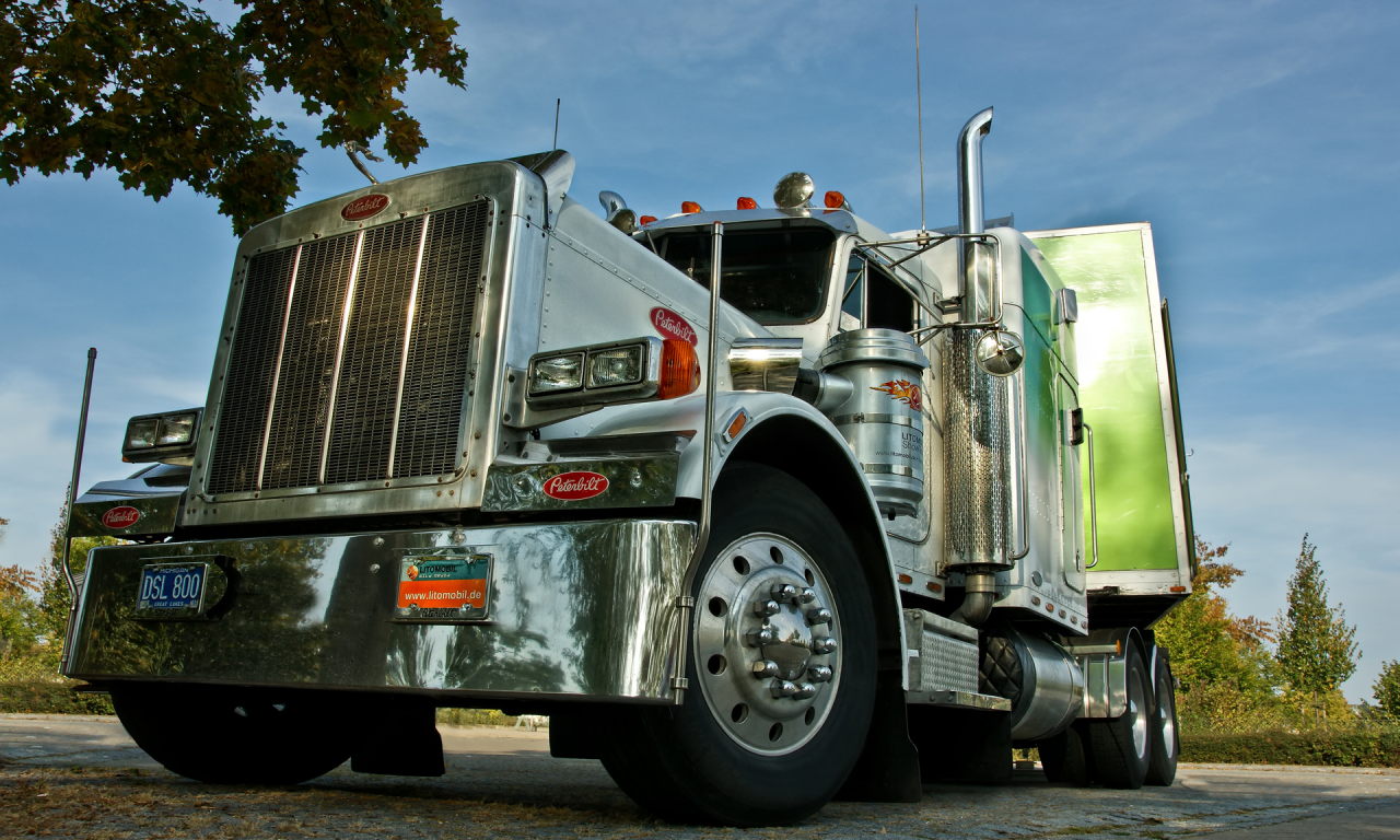 грузовик, хром, тягач, никель, peterbilt