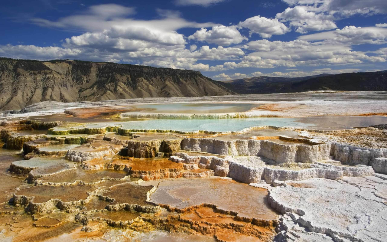 вода, горы, соль, national park, yellowstone, источник