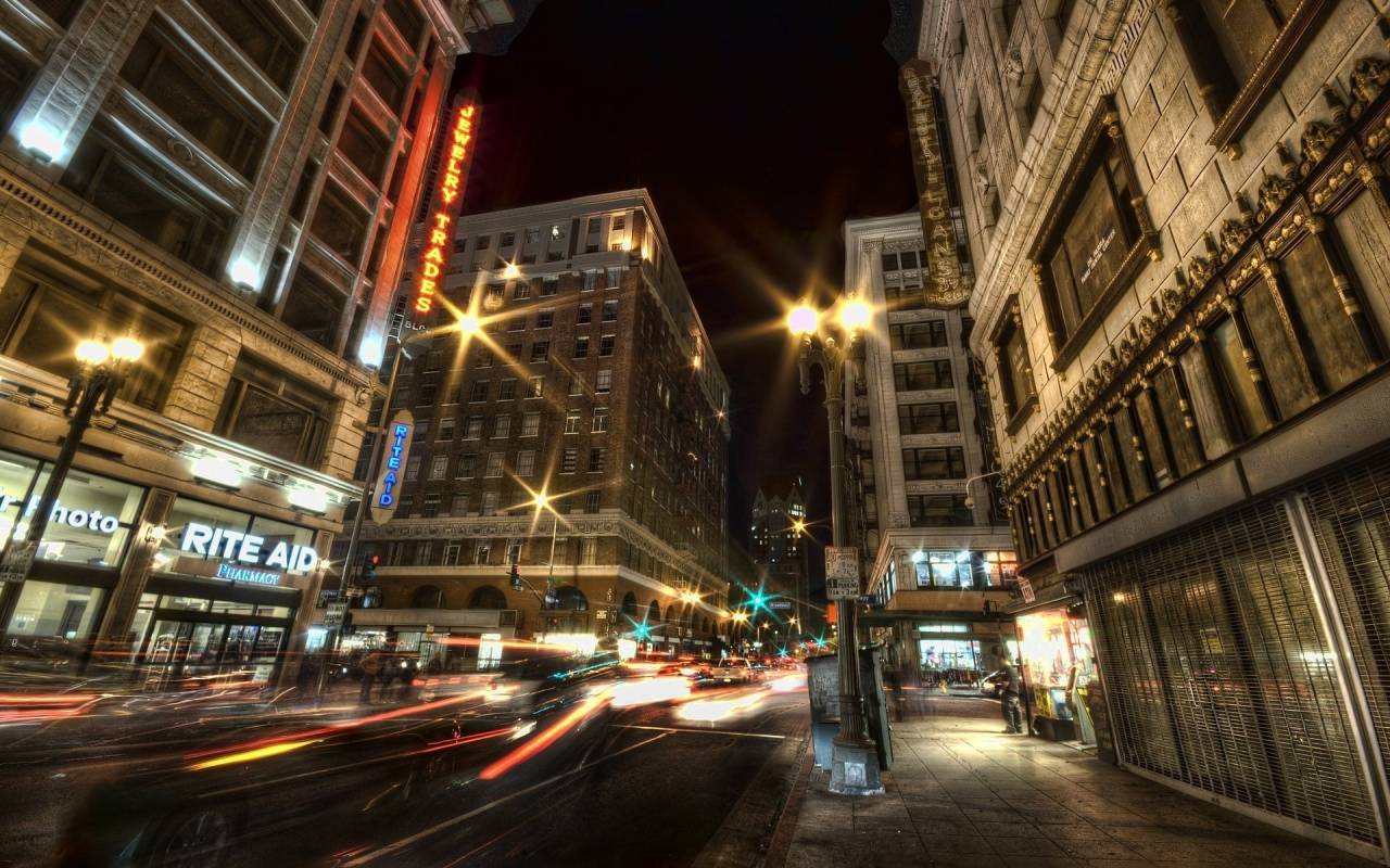 калифорния, огни, lights, downtown la, los angeles, night, ночь, california, лос-анджелес, traffic