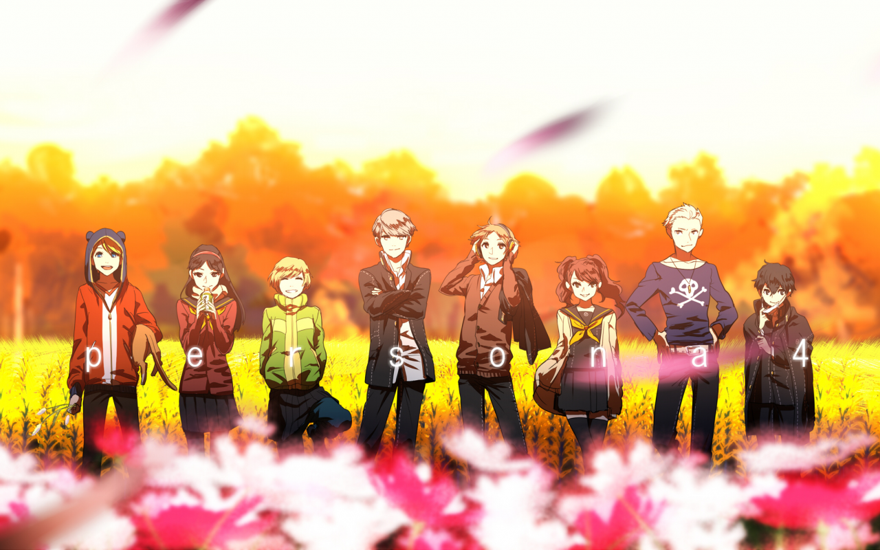 satonaka chie, tatsumi kanji, kujikawa rise, shirogane naoto, hanamura yousuke, narukami yuu, amagi yukiko, форма, школьники, persona 4 the animation, kuma