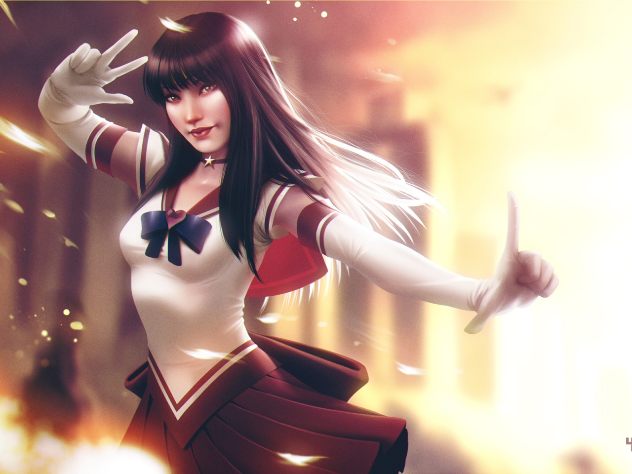 sailor mars, девушка, магия