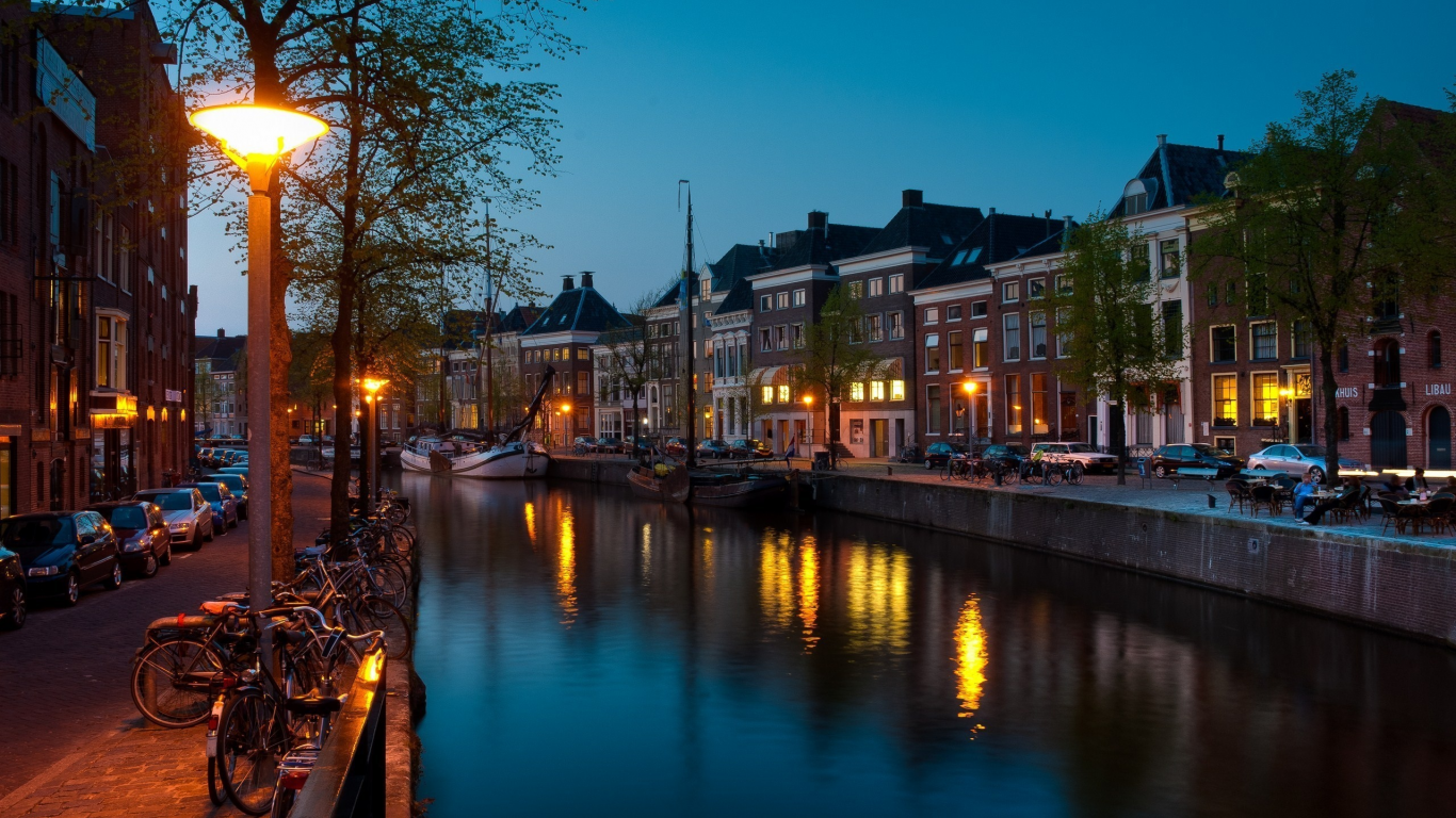 groningen canal, нидерланды, night, nederland, ночь