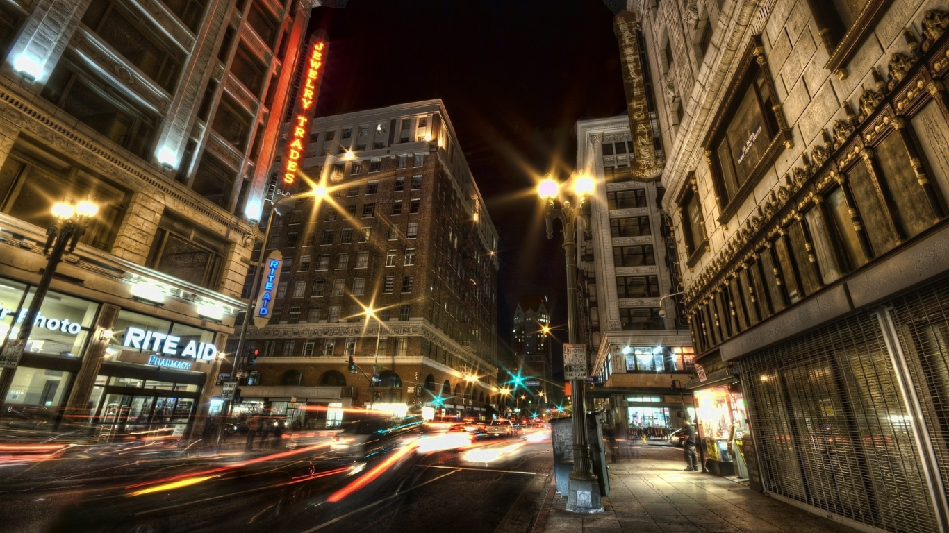 калифорния, огни, lights, downtown la, los angeles, night, ночь, california, лос-анджелес, traffic