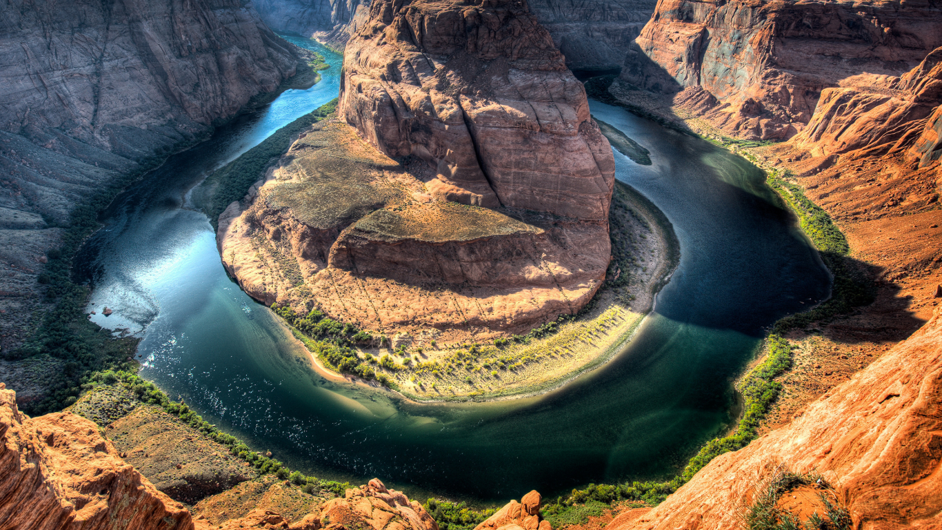 деревья, national, glen canyon, река, камни, recreation area, горы, utah