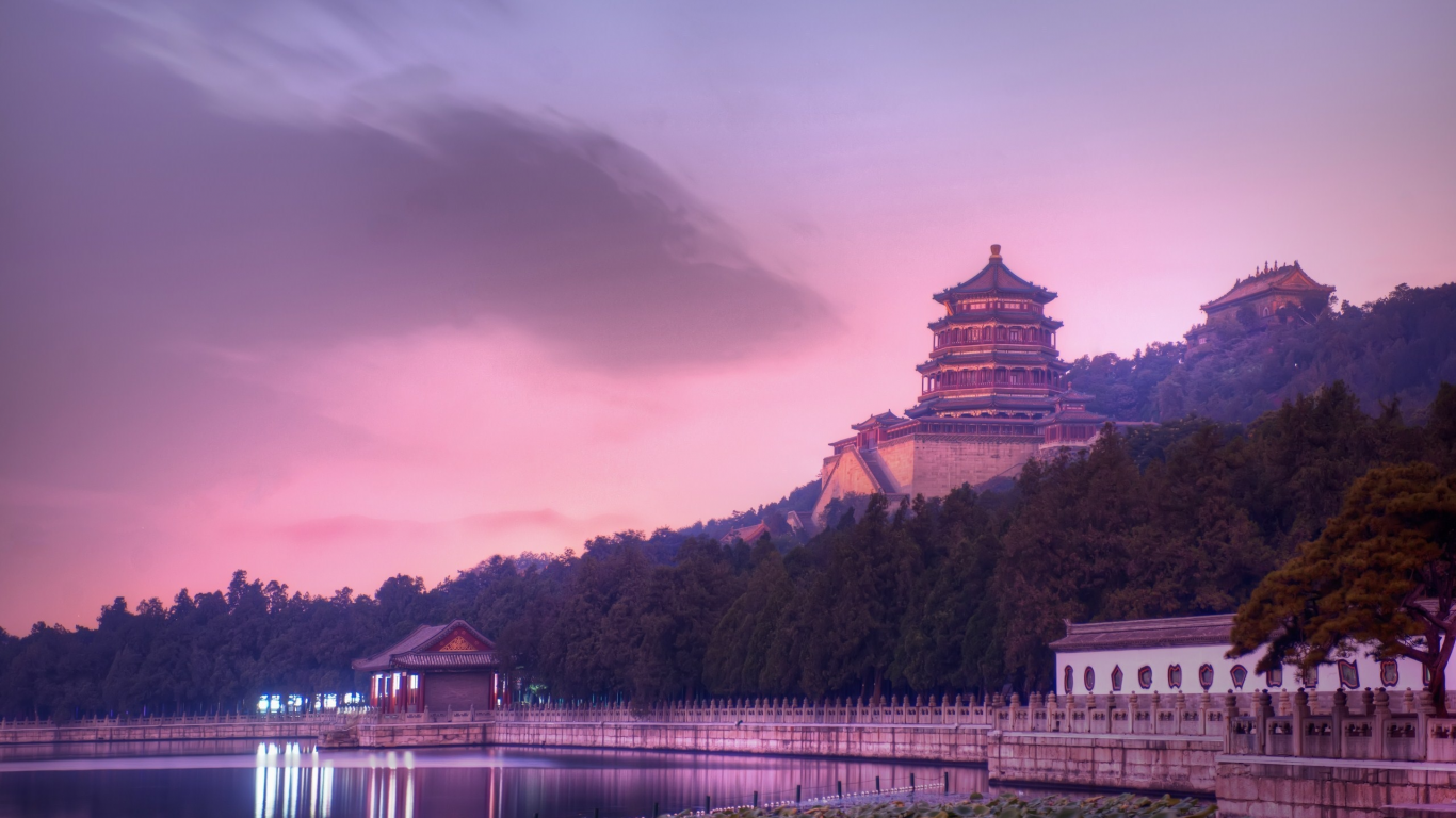 китай, beijing, china, evening at the summer palace