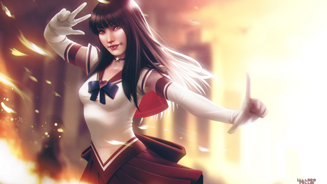 sailor mars, девушка, магия