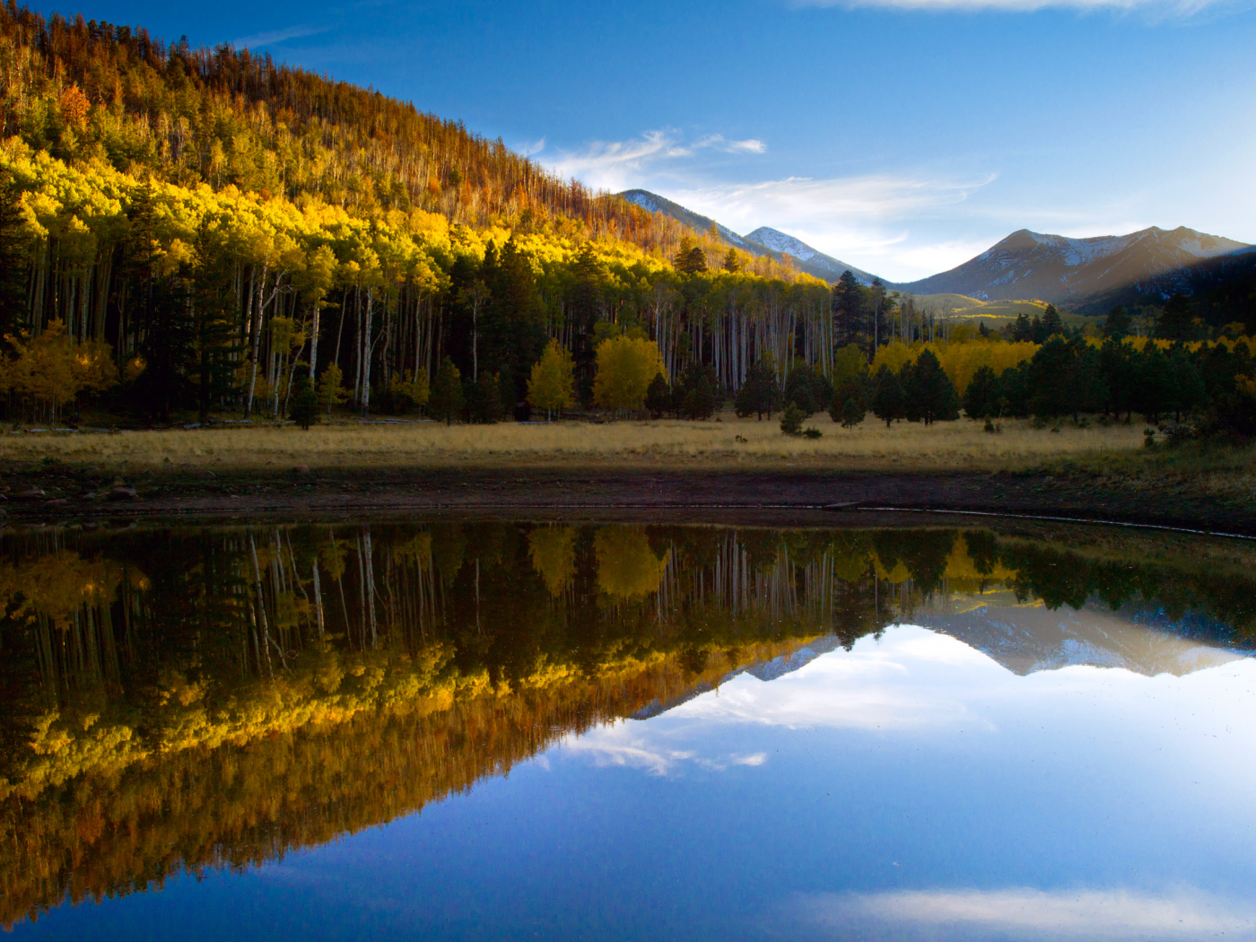 отражение, озеро, лес, гора, осень