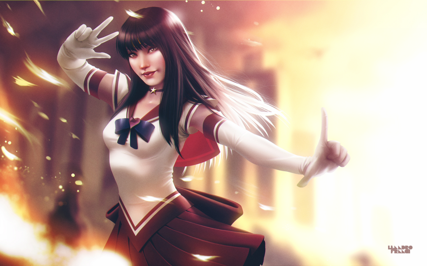 sailor mars, девушка, магия