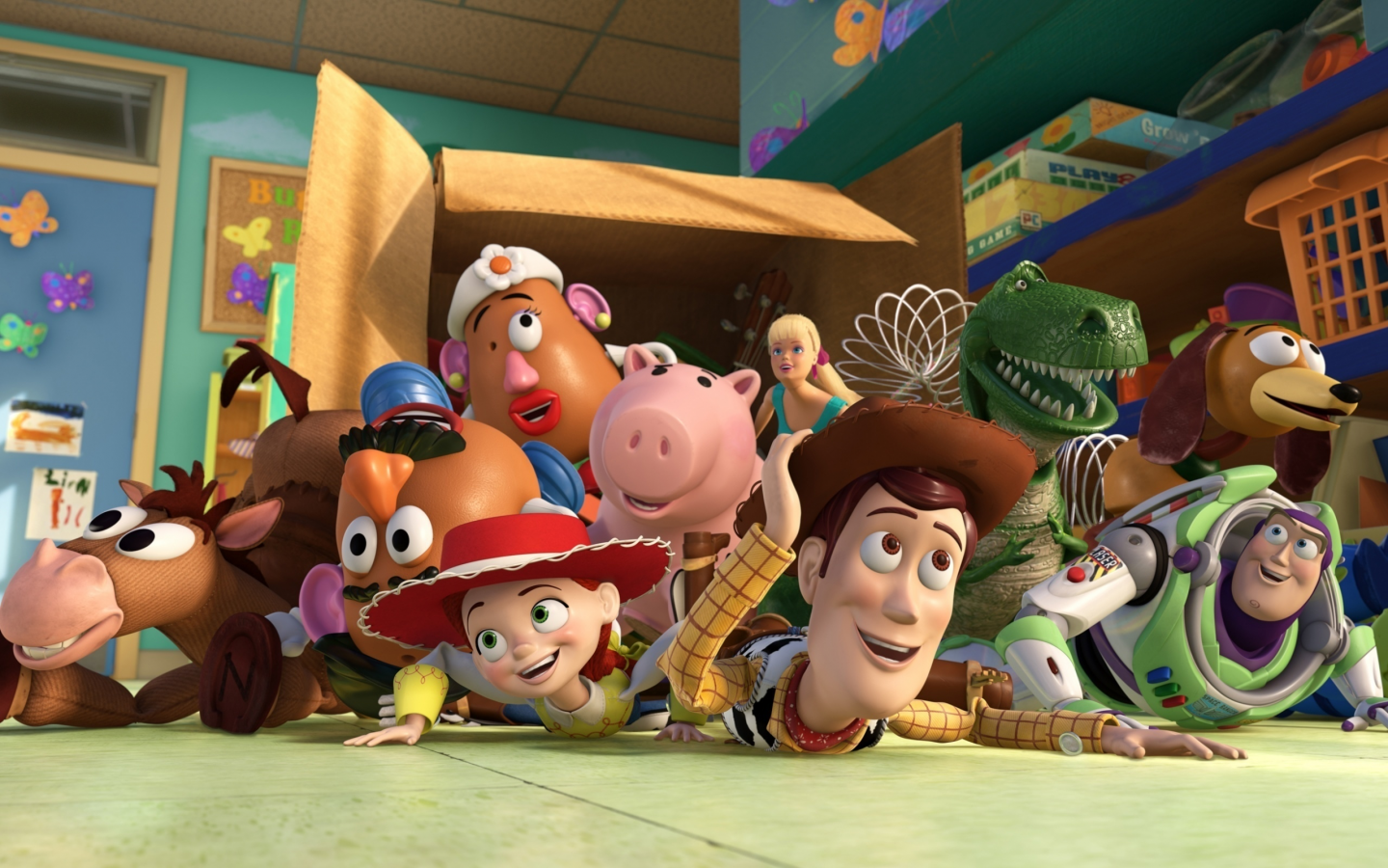 pixar, toy story 3, коробка, комната, история игрушекбольшой побег