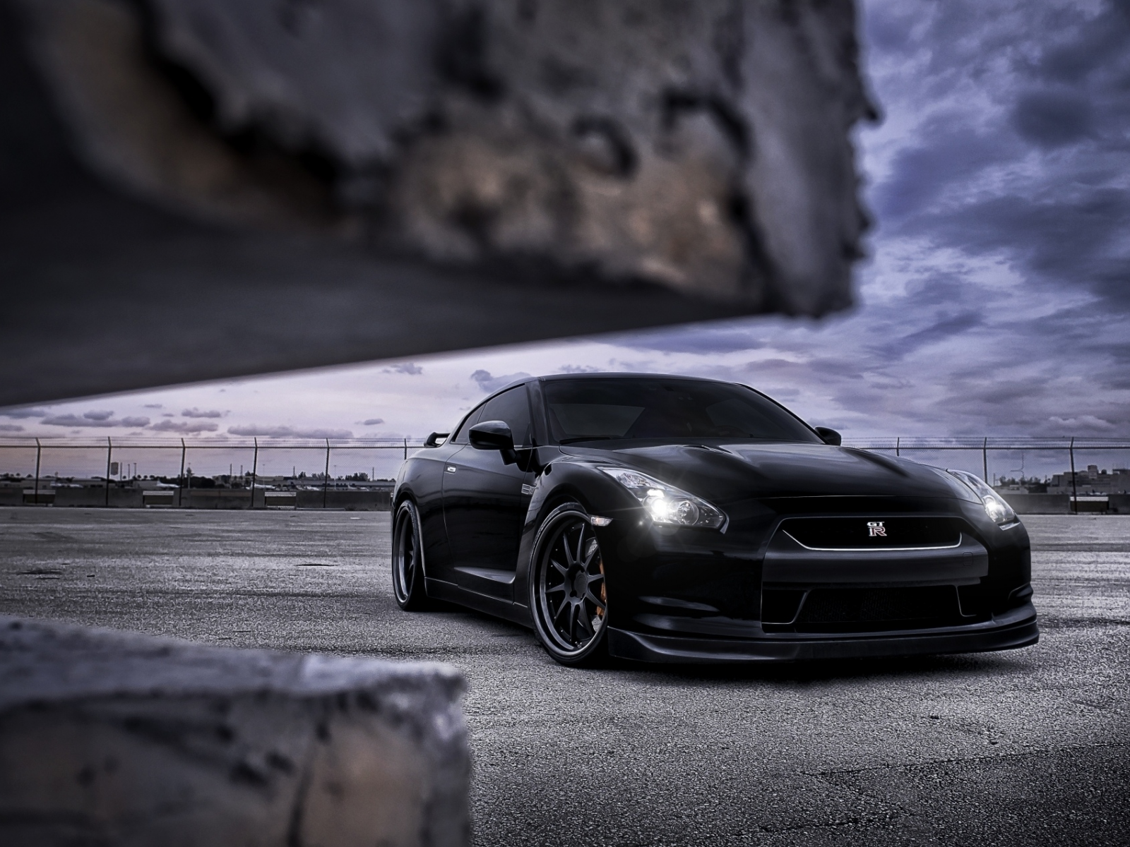 tuning, гтр, nissan, чёрный, суперкар, передок, небо, r35, ниссан, тюнинг, gtr, р35