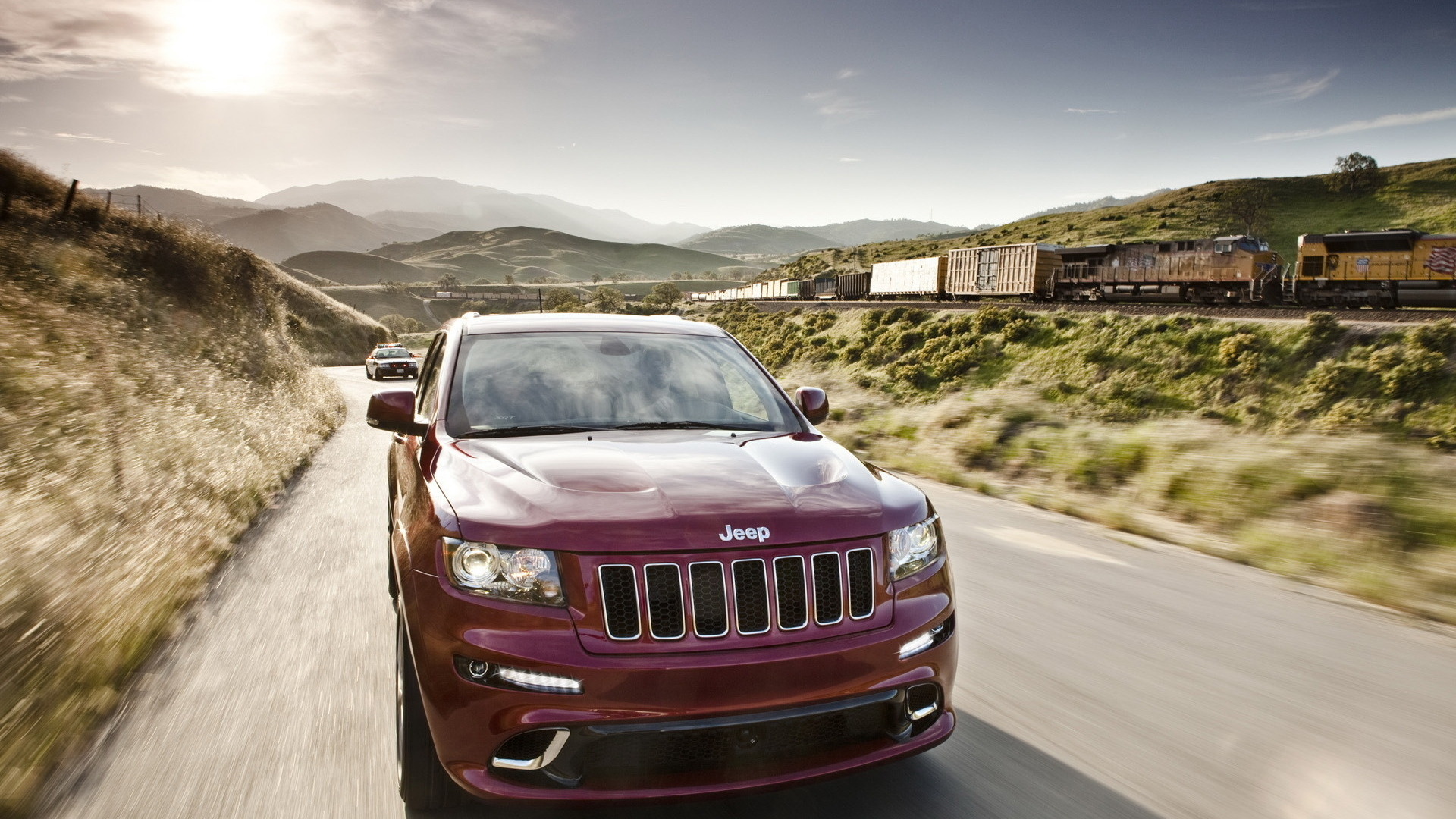 srt8, поезд, дорога, джип, jeep grand cherokee